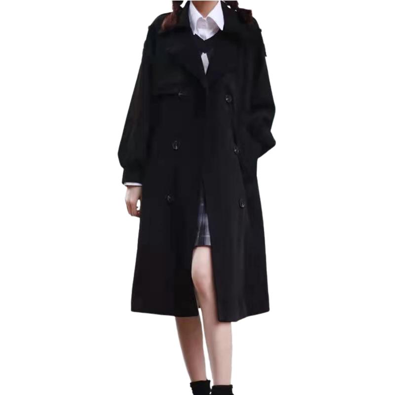 [M＆Y FASHION] レディース 防水 レインコート トレンチコート ベーシック ダブルトレンチ ロング丈 スプリングコート