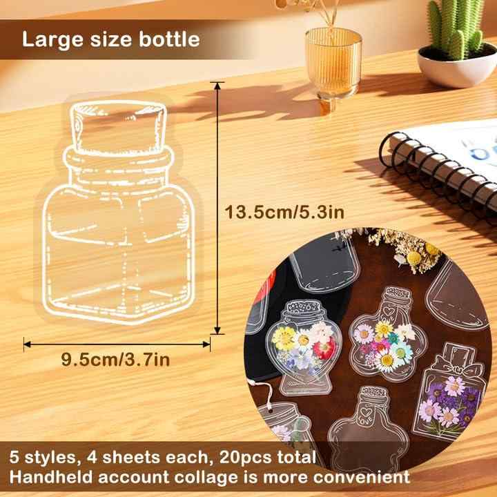 EKIND 透明ブックマーク - 押し花DIY用 流れ瓶デザイン シール式スクラップブッキング材料 (20個セット)