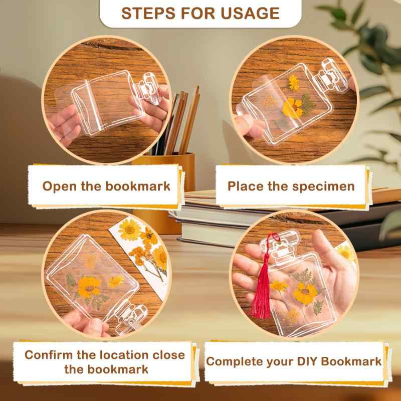 EKIND 透明ブックマーク - 押し花DIY用 流れ瓶デザイン シール式スクラップブッキング材料 (20個セット)