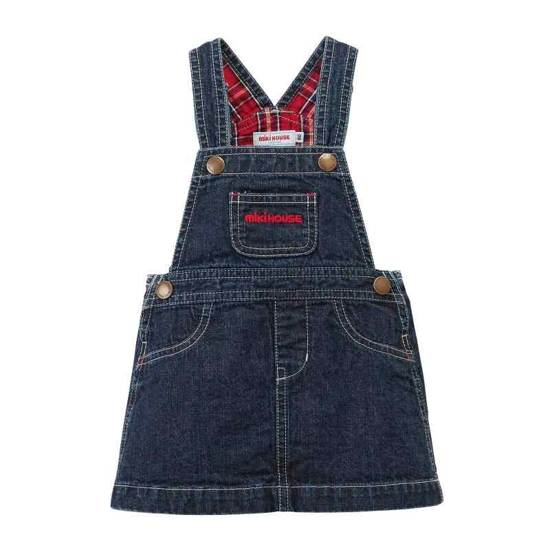 [ミキハウス] ジャンパースカート スカート デニム ロゴ 女の子 ベビー キッズ 子供服 10-1821-575
