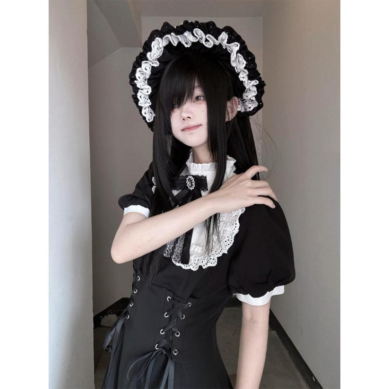 レディース ワンピース エレガント ゴシック ダーク 夏 ウエストシェ...(4.0)