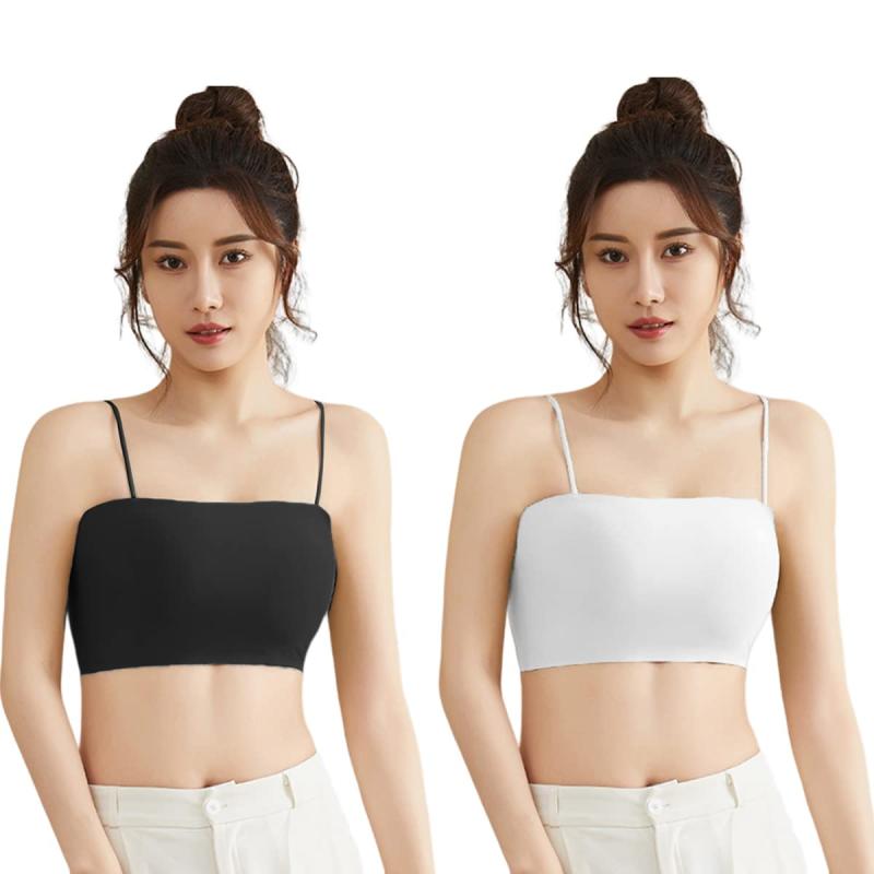 [WinsGreat] チューブトップ カップ付き 2枚セット レディース ナイトブラ キャミソール ブラトップ 肌優しい 速乾 通気 冷感
