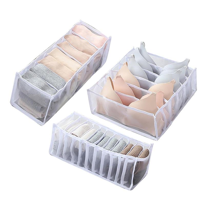 GOODCHI 下着収納ボックス 下着収納ケース 引き出し仕切り ブラ 下着 靴下 ネクタイ 小物収納折り畳み 防塵 防湿 通気 3点セット