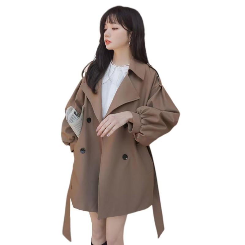 [Vasarhely] トレンチコート レディース 春 スプリングコート チェスターコート ビジネスコート ジャケット ベルト付き 春秋アウター 無地 ミドル丈 カジュアル 通勤 通学 薄手