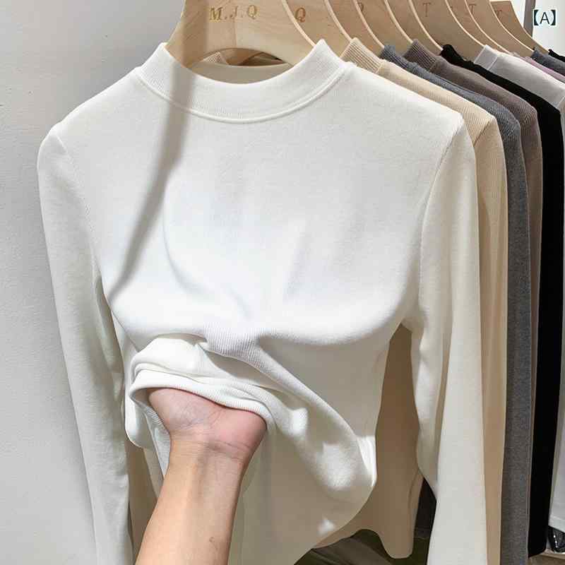 レディース トップス 秋冬 小立襟 リブ 伸縮性 柔らか 肌に優しい 起毛加工 普段使い 吸湿速乾 高級感 ..