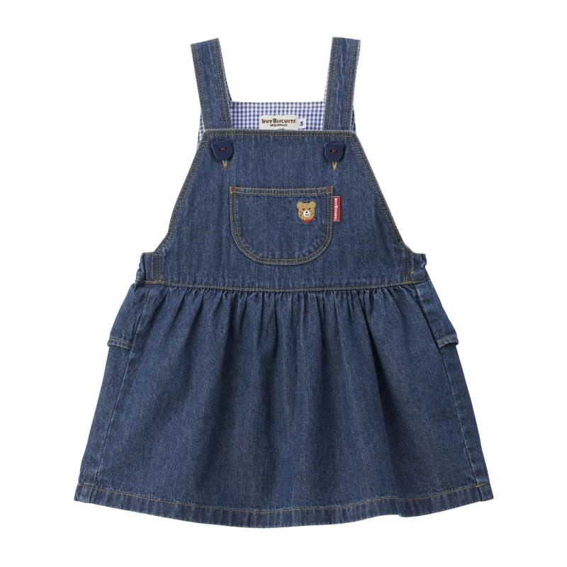 [MIKIHOUSE HOT BISCUITS] [ミキハウス ホットビスケッツ] デニム ジャンパースカート 女の子 ベビー 子供服 インディゴブルー 70-1803-687