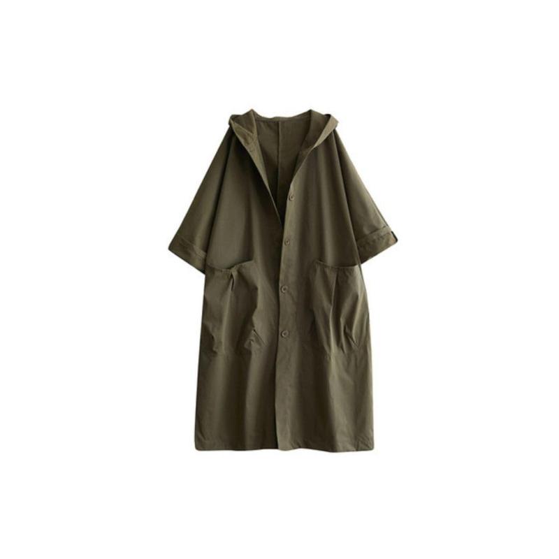 [ROOOOM] Aライン フーデッドコート レディース｜軽アウター ロング丈｜綿混・5色展開｜ゆったりビッグシルエット(3)