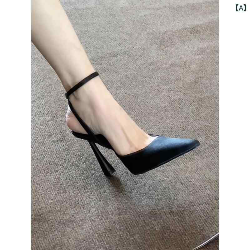 レディース ハイヒール サンダル 細ヒール ポインテッドトゥ 黒 シルクサテン フレンチスタイル 高級感 通勤用 春夏・カテゴリ: ストラップサンダル・スタイル: ヨーロピアン・素材: 布・ソール素材: ゴム・裏地素材: PU・つま先形状: ポイントトゥ・着用方法: バックル・ヒール高: 6-8cm・ヒールスタイル: ブロックヒール・カラー: 黒.紫・サイズ: 34,35,36,37,38,39,40