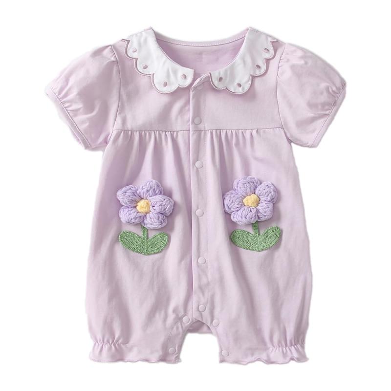 [Reegoo Peter] ベビー服 女の子 ロンパース カバーオール 半袖 赤ちゃん服 新生児服 夏服 パフスリーブ