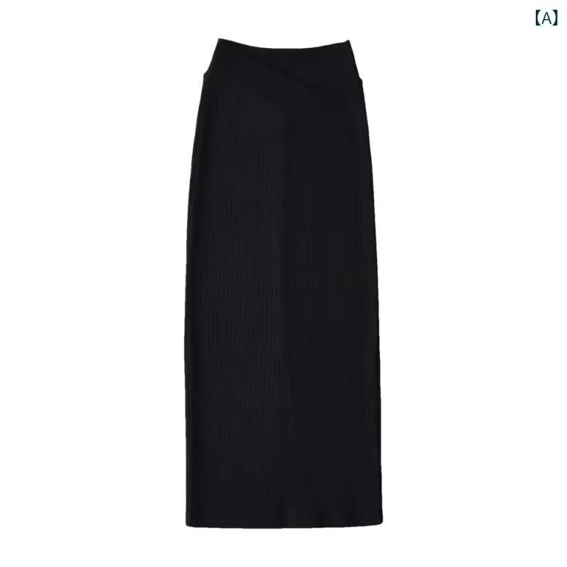 ニットスカート リブニット ミディアム ロング リブ スカート タイトスカート タイト レディース ボトムス 脚長効果 スタイルアップ あったかい 高見え 上品 おしゃれ きれい 秋冬