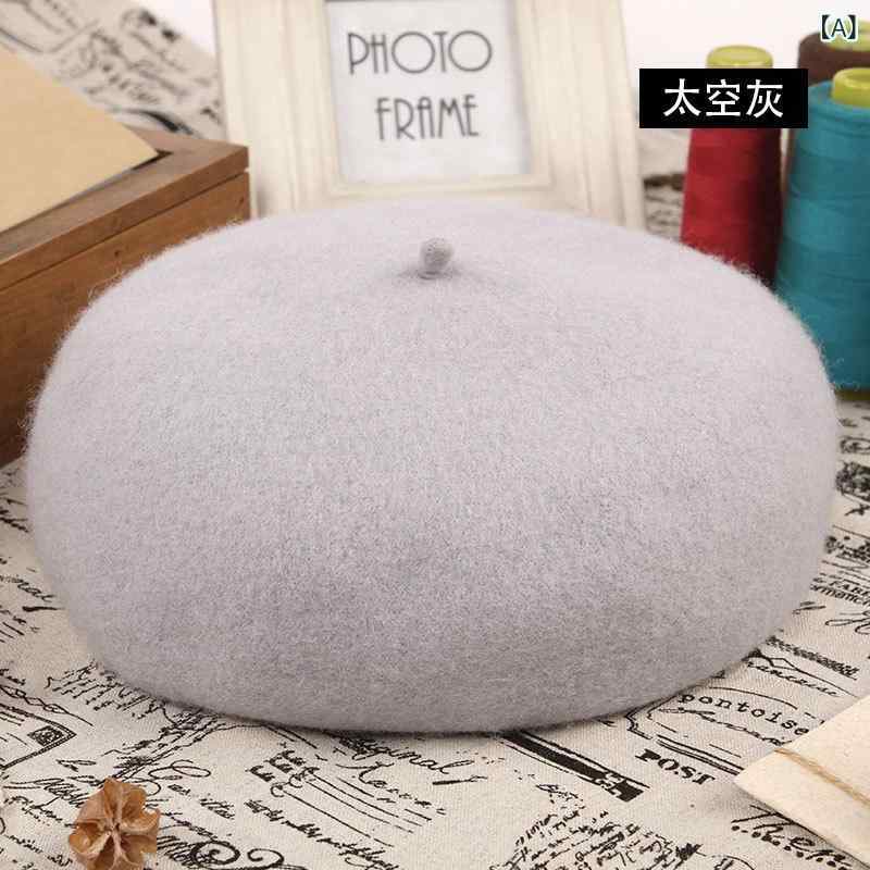 ベレー帽 ウール生地 ウール フェルト レザー ソフト 柔らかい 帽子 レディース 色豊富 シンプル 秋冬 防寒 あったかい おしゃれ かわいい クール アレンジ豊富 頭 保温x2