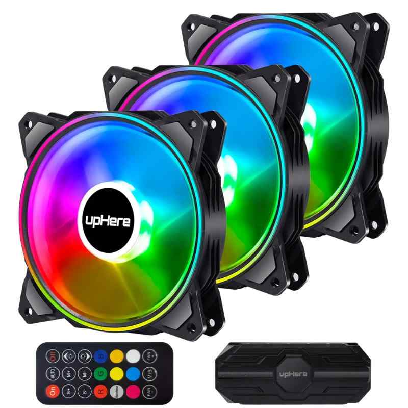 Novonest PCケースファン 120mm RGB 冷却ファン 5v 3Pin ARGB マザーボード AURA Sync同期 LEDファン 高性能 静音 クーラーファン 外側リングを光らせる ファンハブ付き