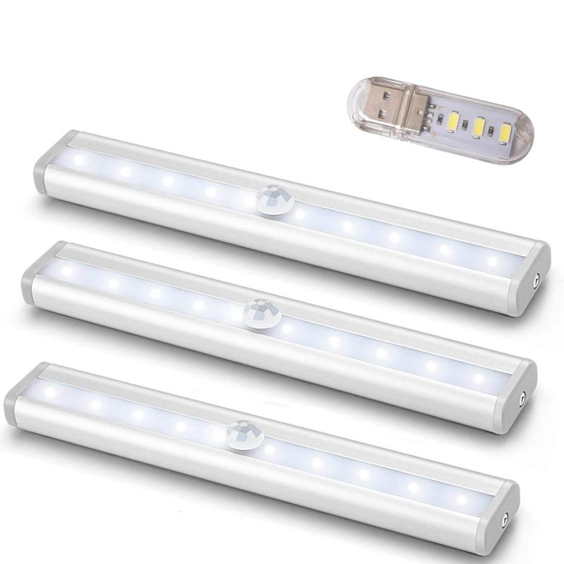 人感センサーライト 電池式 屋内 10LED 明るい 自動点灯 消灯 省エネ マグネット貼り付け式 配線不要 補助灯 足元灯 室内 お手洗い 廊下 階段 クローゼット 玄関に最適 3個入り