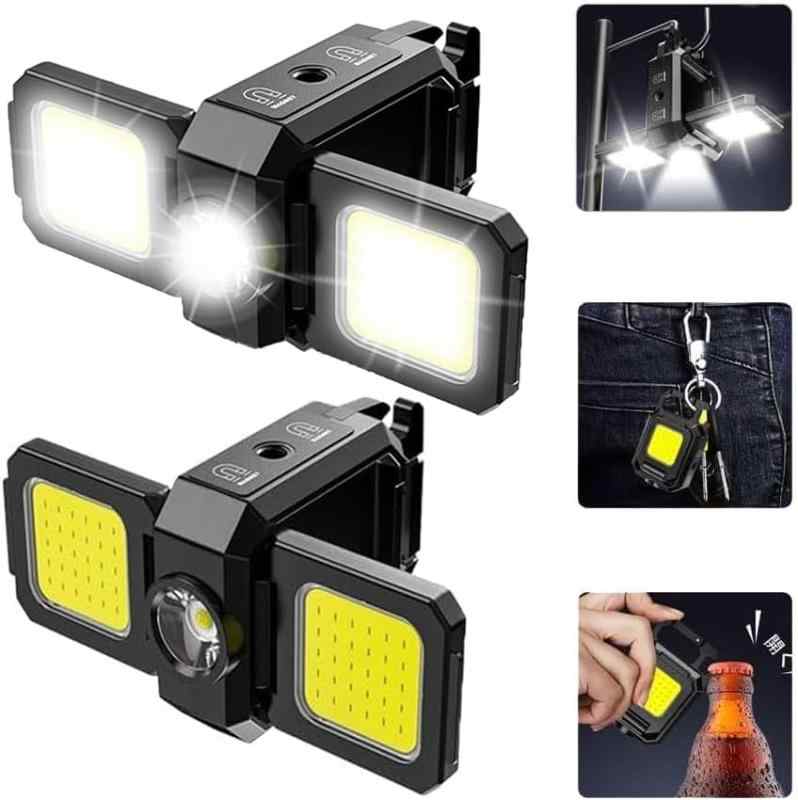 MGOXO 【2024年業界最新折りたたみ】COBライトカラビナ ライト 2個小型 作業用ライト ミニLED ワークラ..
