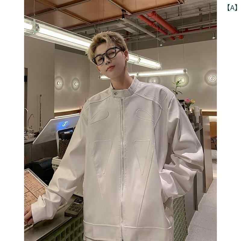 Rakuten - コート 男性用 秋 バイカー風 カジュアル レザー ジャケット トップス 通勤用 軽量 高級感 ハイウエスト