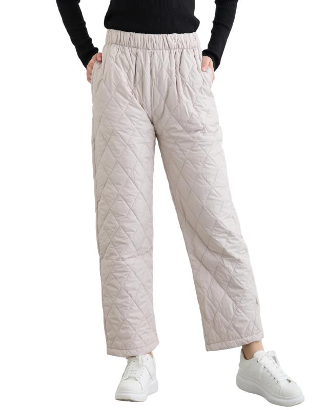 [Fiorior] 【 軽い暖かい 】 中綿パンツ レディース 軽量 暖かい ストレート 暖かいパンツ ロングパンツ 冬 キルティング 部屋着 暖パン 撥水 ゴルフ ウォーキング 防風 防寒 【中綿入りの3