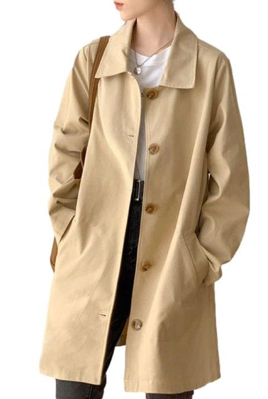 【1/2style】レディース ステンカラーコート シングル 薄手 ロング丈 春 秋 ビジネス 通勤 就活 スプリングコート 体型カバー おしゃれ 上品