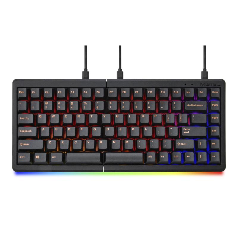 バロッコMiSTEL MD770 RGB クラシックブラック/ORF TKL エルゴノミックメカニカルキーボード、75%スプリットレイアウト、Cherry MX、PBTダブルショットキーキャップ、Mac/Windows OS対応