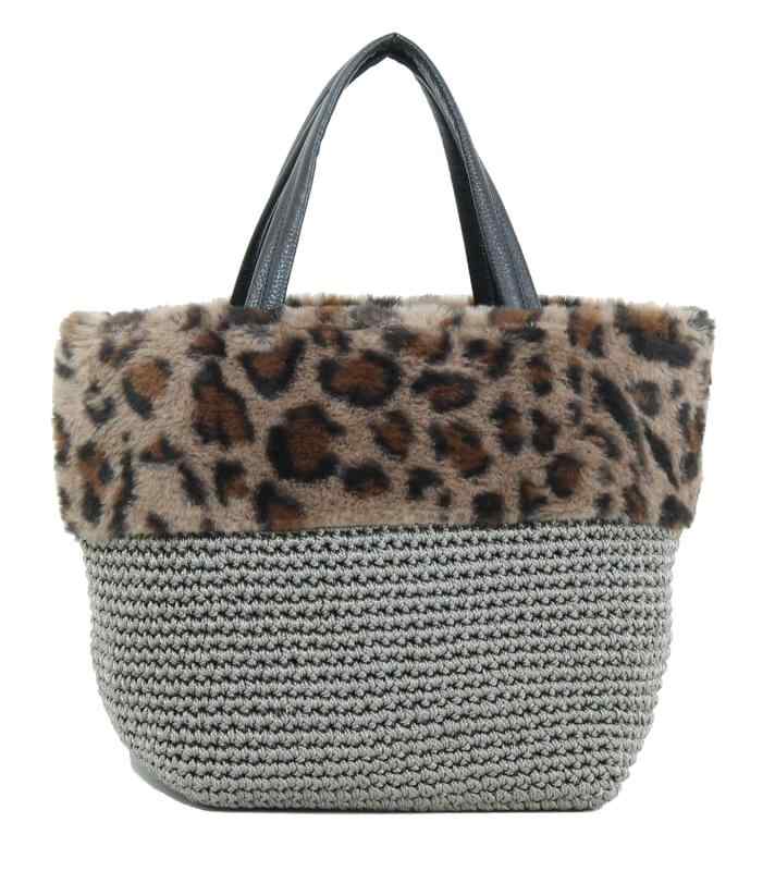 [かごの森] ファーバッグ トートバッグ レディース ニット バッグ 大人 上品 おしゃれ 巾着 トート 301