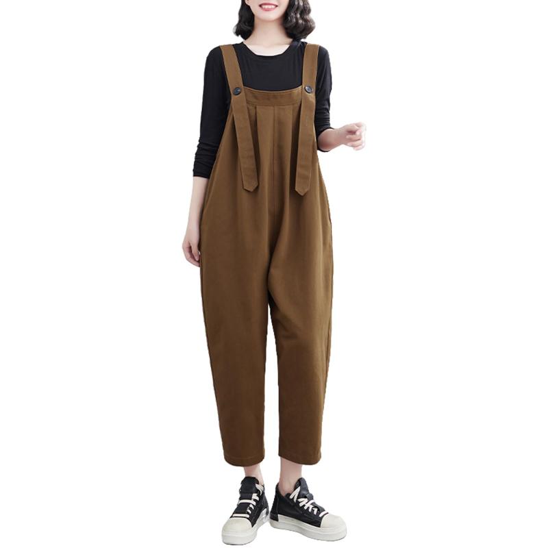 [MlleeSSeeldyTRC] サロペット レディース オーバーオール オールインワン ロングパンツ 作業ズボン ワークパンツ ワイドパンツ Overalls 体型カバー 着痩せ ポケット付き 日常 通勤 お出かけ 無地