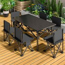 HEEOREV アウトドア テーブル チェアセット キャンプ テーブル 7点セット 屋外用折りたたみ椅子 自動運転ツアー ピクニック テーブルと椅子 組立簡単 軽量 防災 アウトドア キャンプ 釣り ピ