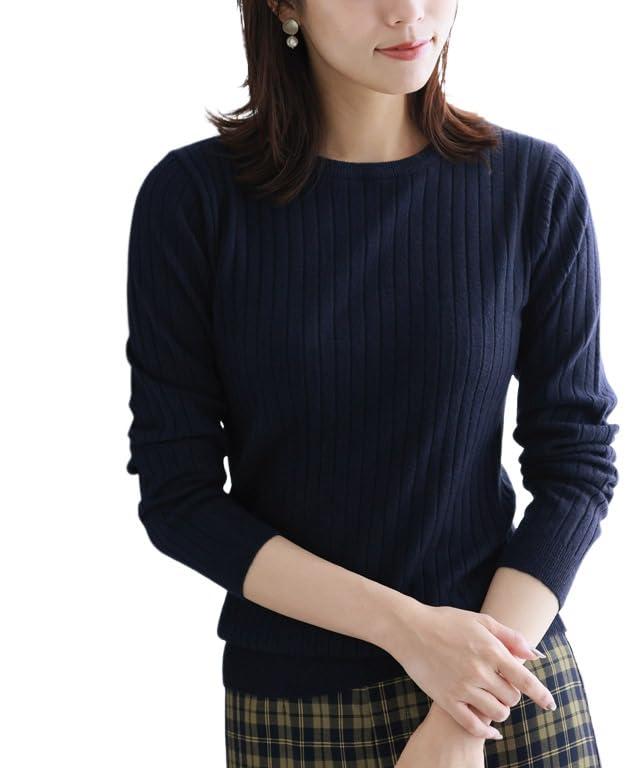 [marvelous by Pierrot] クルーネック リブニット ニット セーター レディース MD