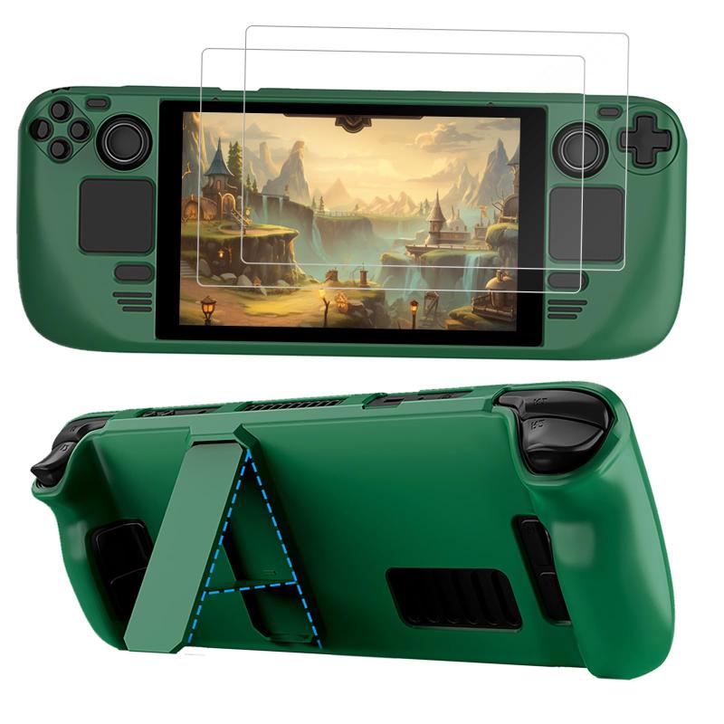 LUPAPA For Steam Deck カバー スチームデック 全面保護カバー PC素材 スタンド機能付き 着脱簡単 耐衝撃 防塵 指紋防止 スクリーン保護強化フィルム2枚付き