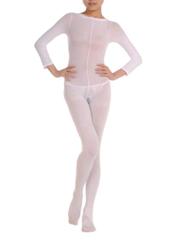 (ヨーテイ) Youtei 全身タイツ 舞踏 防寒 レディース (白, 穴あき)