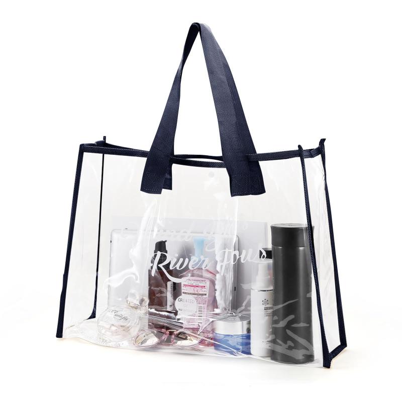 [Karsaer] 透明ビーチバッグ プール用 大容量防水 手提げ トイレタリー 公演 うちわ/ステッカー収納 ス..