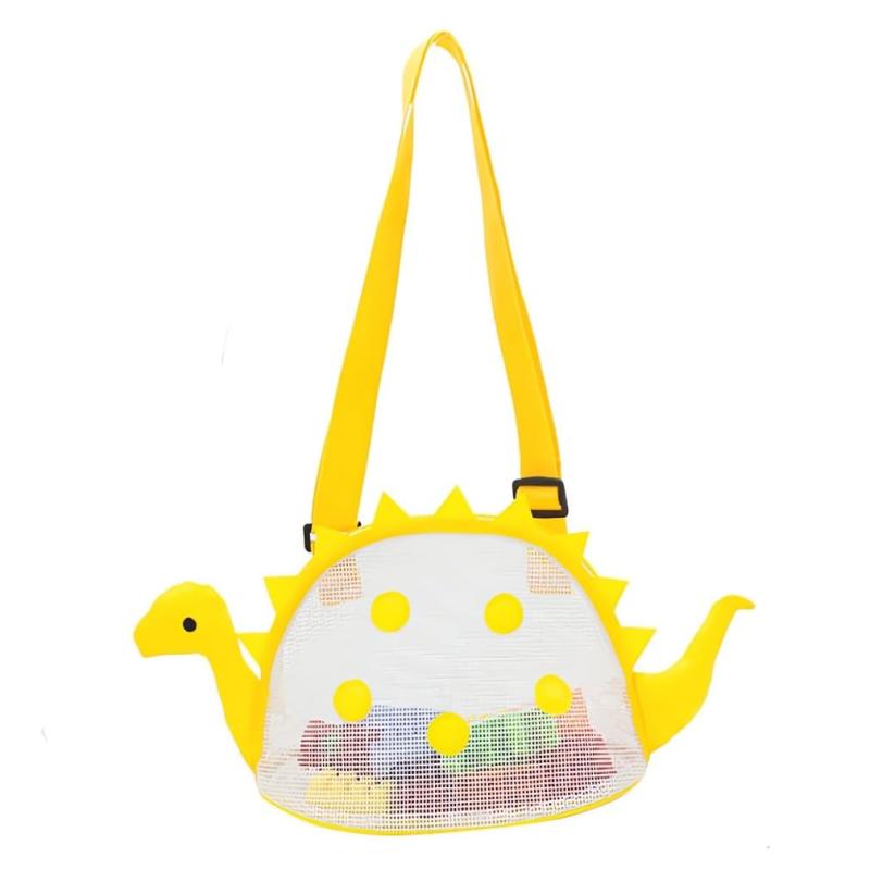 MARBEINE ビーチバッグ メッシュ 子供 プールバッグ キッズ 恐竜 メッシュバッグ 男の子 女の子 肩掛け 軽量 砂のおもちゃ 折り畳み可能 貝殻収納 水泳バッグ 水着バッグ スイミング 砂場 水泳