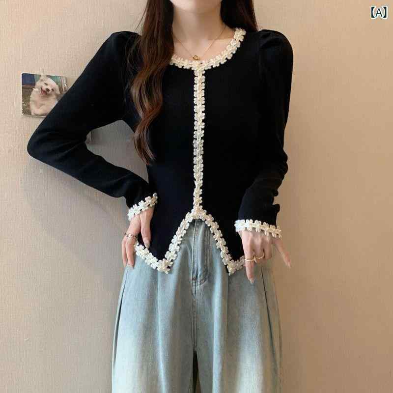 トップス レディース 長袖 ニット 秋 高級感 フレンチスタイル スリム効果 インナー ビッグサイズ 伸縮性 軽量 吸湿速乾 綿混紡 通勤用..