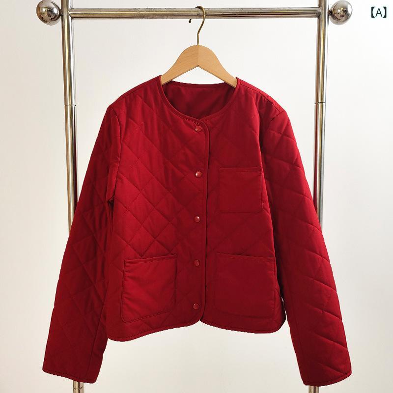 アウター レディース ラウンドネック ゆったり ビッグシルエット 綿混紡 キルティング 吸湿速乾 軽量 カジュアル 普段使い 春(4.0)