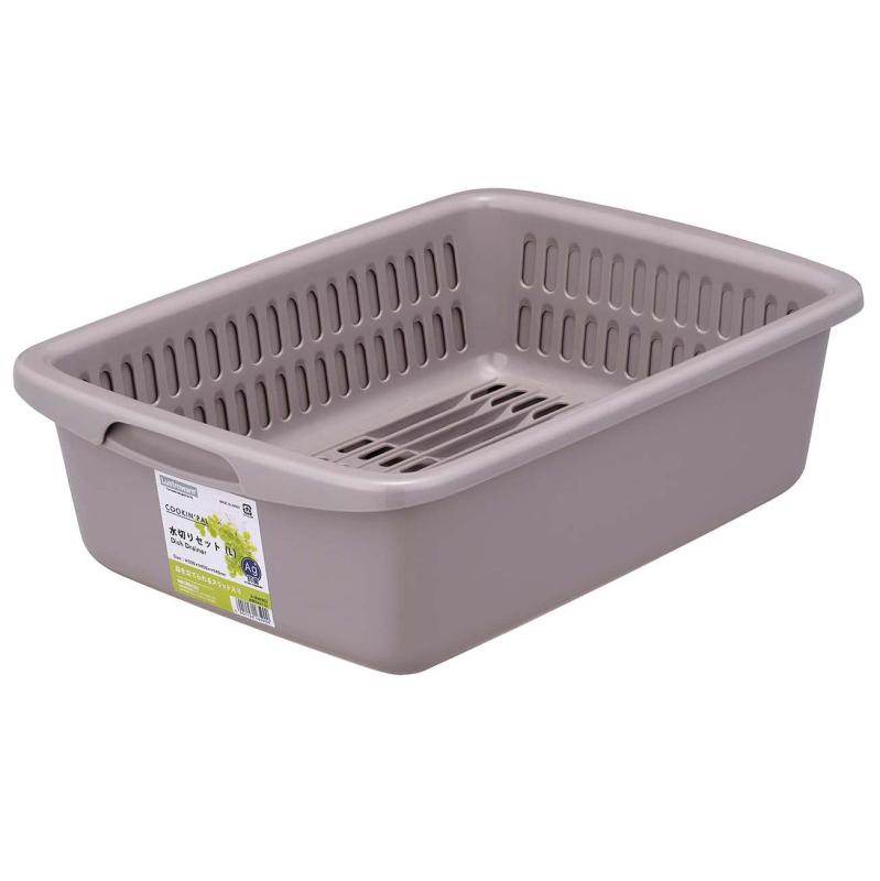 岩崎工業 水切りカゴ ベージュグレイ 日本製 銀イオン系抗菌剤配合