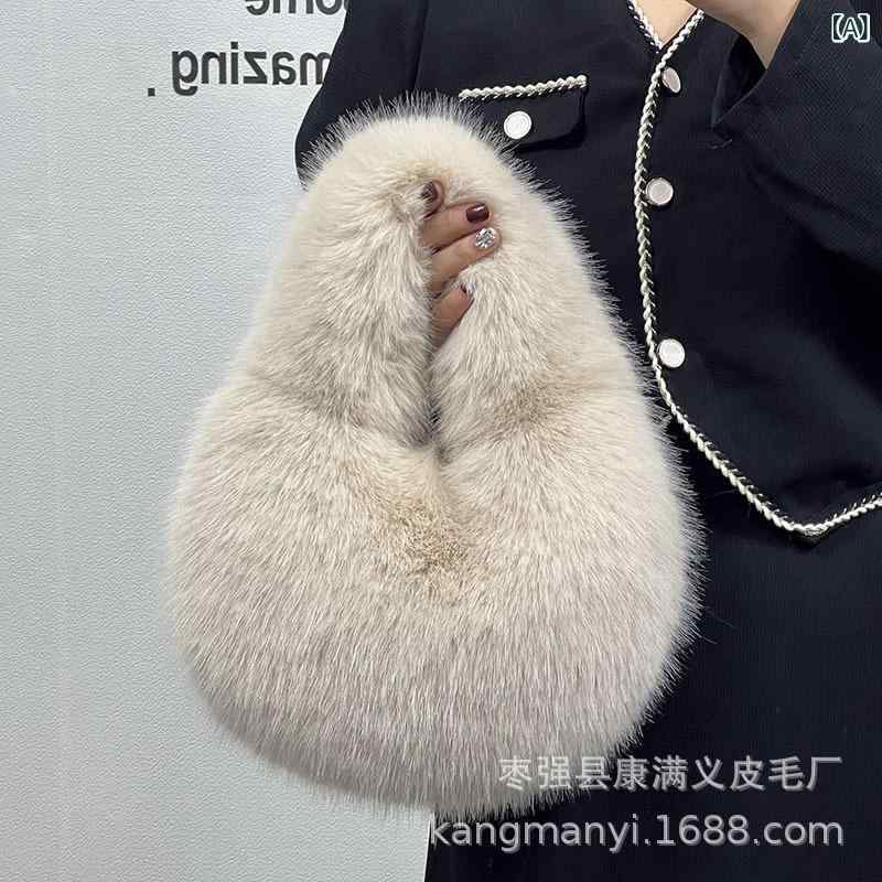 ハンドバッグ 手持ちかばん 鞄 斜め掛け コンパクト お出かけ レディース 小物 かわいい 高級感 おしゃれ ファー 皮x2