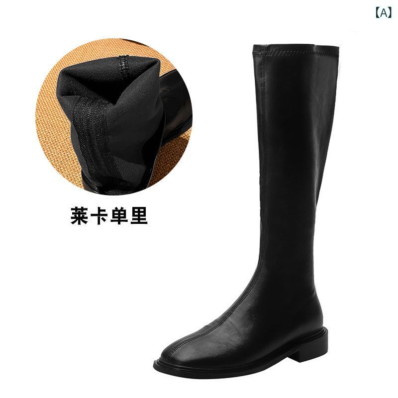 ロングブーツ ロング ブーツ 靴 シューズ レディース ヒール ローヒール 脚長 秋冬 高見え