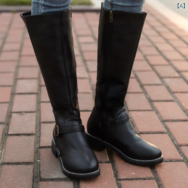 ロングブーツ ロング ブーツ 靴 シューズ レディース ヒール ローヒール 脚長 秋冬 高見え