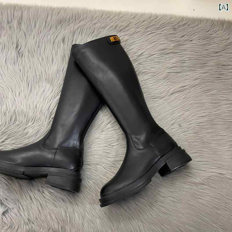 ロングブーツ ロング ブーツ 靴 シューズ レディース ヒール ローヒール 脚長 秋冬 高見え