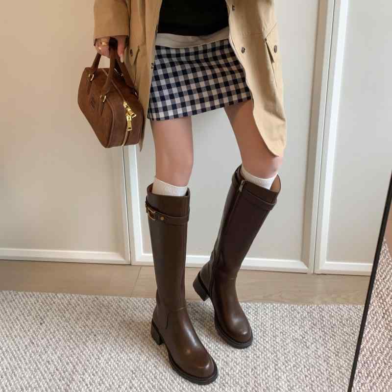 ロングブーツ ロング ブーツ 靴 シューズ レディース ヒール ローヒール 脚長 秋冬 高見え