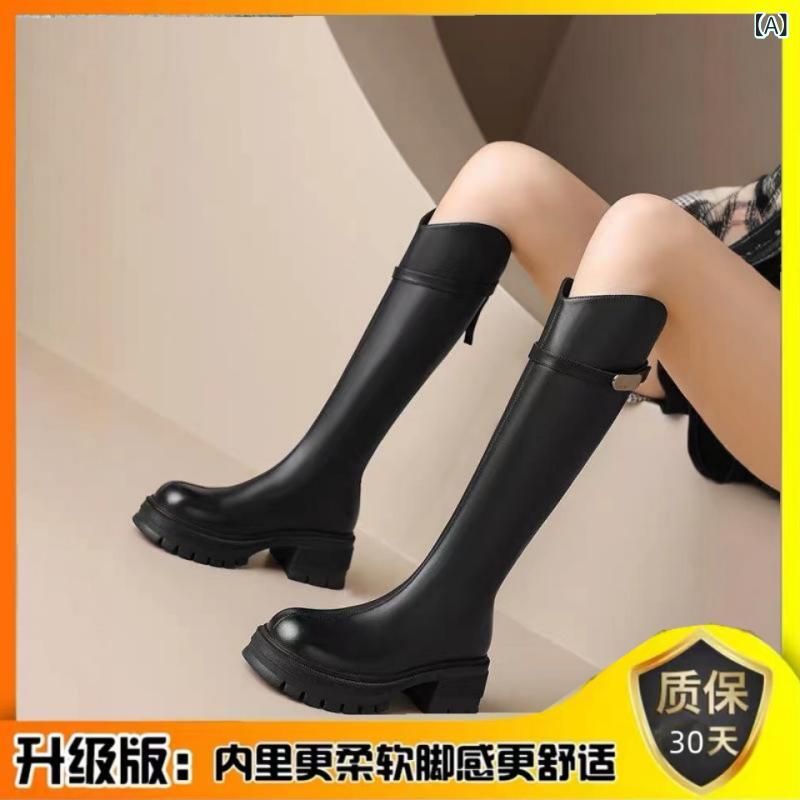 ロングブーツ ロング ブーツ 靴 シューズ レディース ヒール ローヒール 脚長 秋冬 高見え