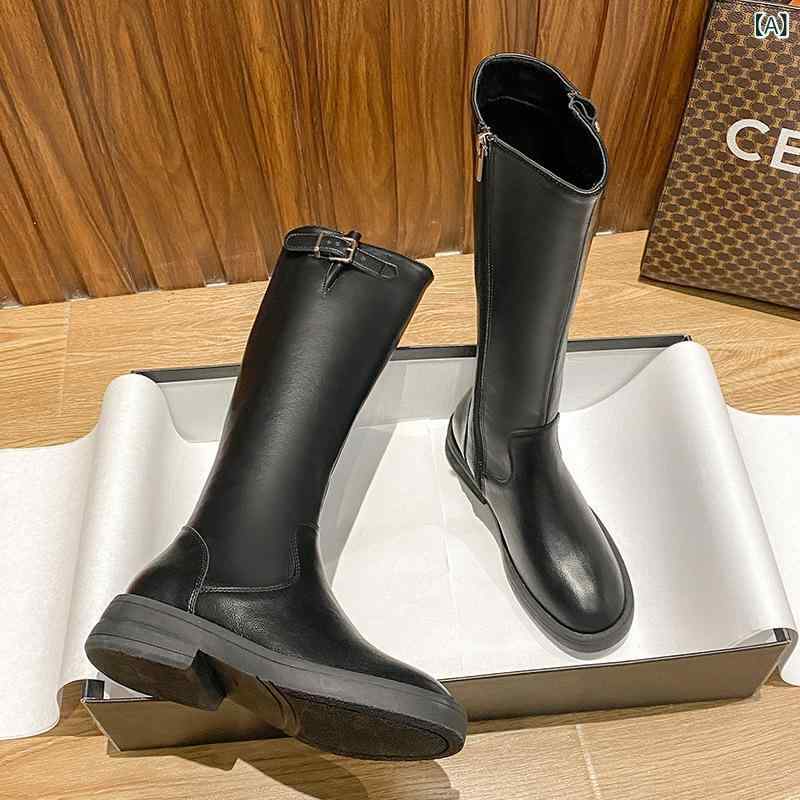 ブーツ ロングブーツ レディース 長い かわいい おしゃれ 女性 婦人 ヒール ローヒール 秋冬 脚長