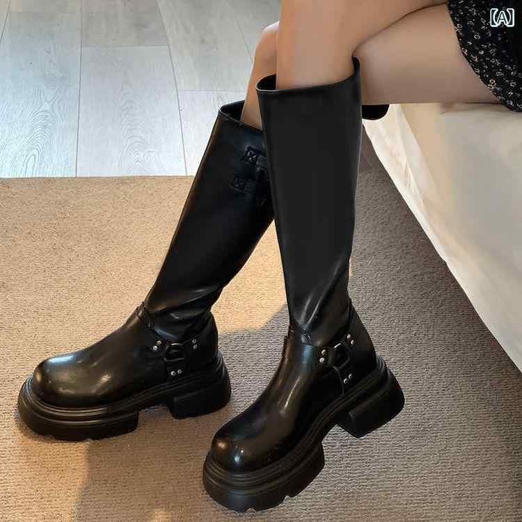 ブーツ ロングブーツ レディース 長い かわいい おしゃれ 女性 婦人 ヒール ローヒール 秋冬 脚長