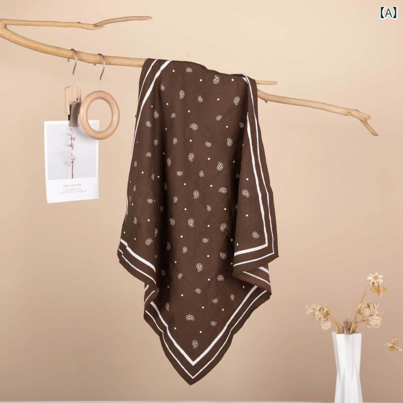 韓国 68 cm 春秋 薄手 綿 ソフトスクエア スカーフ クラシック カシューナッツ スカーフ レディース 通..