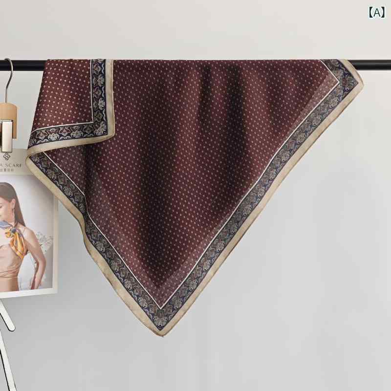 レトロ 古風お 金 風 プリントの シルク タオルの 女性 千鳥 格の ベルベットの 手触りの スカーフ 202..