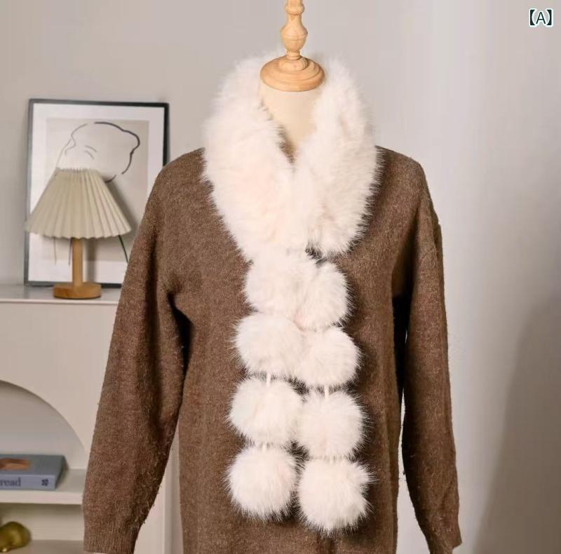 ファッション レディース 毛皮の ボール スカーフ キツネの 毛皮の ショール 冬 暖かい ハイエンド 女..