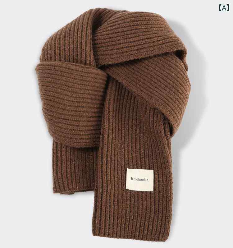 韓国 秋冬 柔らかい ニットの 毛糸の マフラーの レディース 百合の 保温の 学生の 色の 布 芸は 首を ..