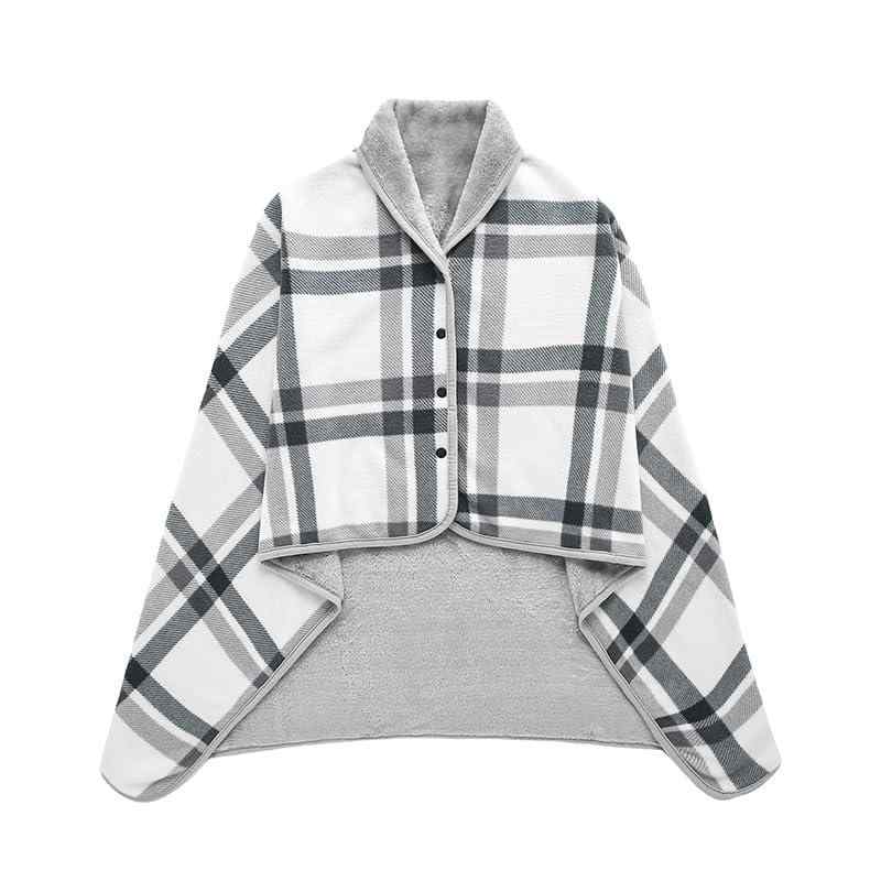 楽天loeuf[PetSumu] ブランケット 着る毛布 ひざ掛け 肩掛け 4way 巻きスカート ボタン付き あったか 裏起毛 フランネル 吸湿発熱 防寒 静電気防止 洗える 大判 軽量 通年使用 オフィス アウトドア 寝室用
