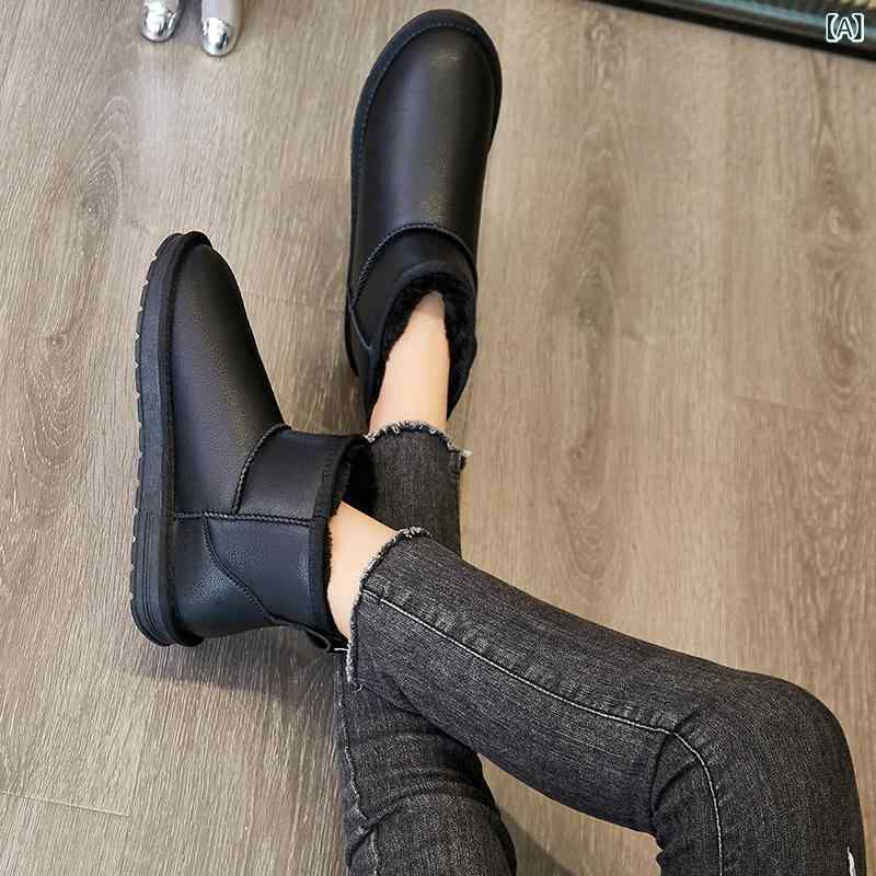 ブーツ レディース 雪地用 アウトドア 防水 防滑 厚底 秋冬 短筒 パンケーキシューズ 保暖 軽量 伸縮性 高級感 ゴム 吸湿速乾 アンクル