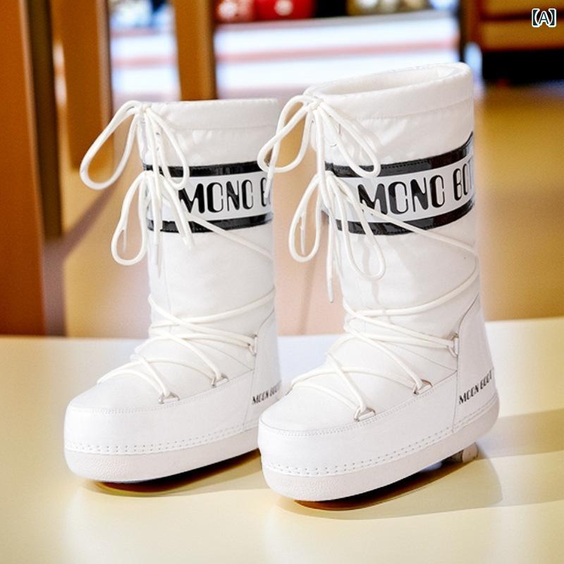 ブーツ レディース 冬 雪道用 アウトドア 保暖 防滑 内増高 防水 中綿入り 綿素材 ハイシャフト