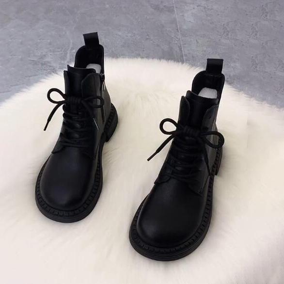 ショートブーツ レディース 秋冬 英国風 太いヒール 裏地付き 高さ増し 厚底 通勤用 普段使い 合成皮革..