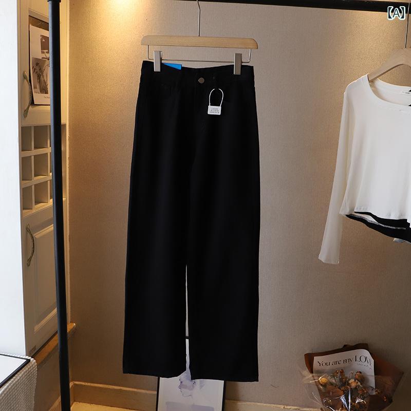 パンツ レディース デニム ストレート ロング シングルボタン 無地 秋冬 通勤用 普段使い 伸縮性